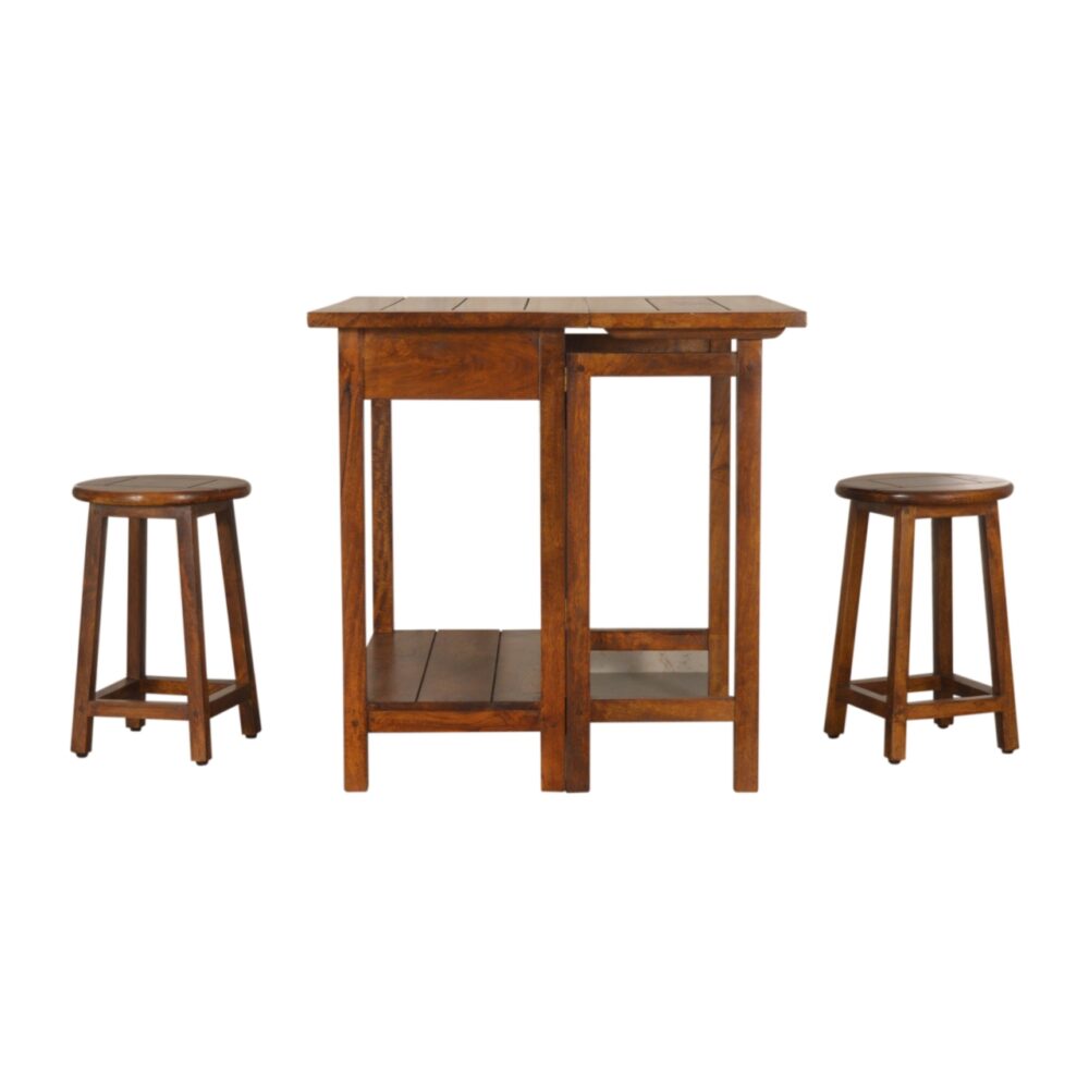 Chestnut Breakfast Table With 2 Stools dropshipping