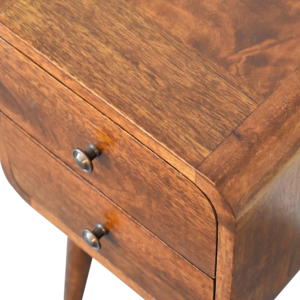 Mini Chestnut Curved Bedside for resell