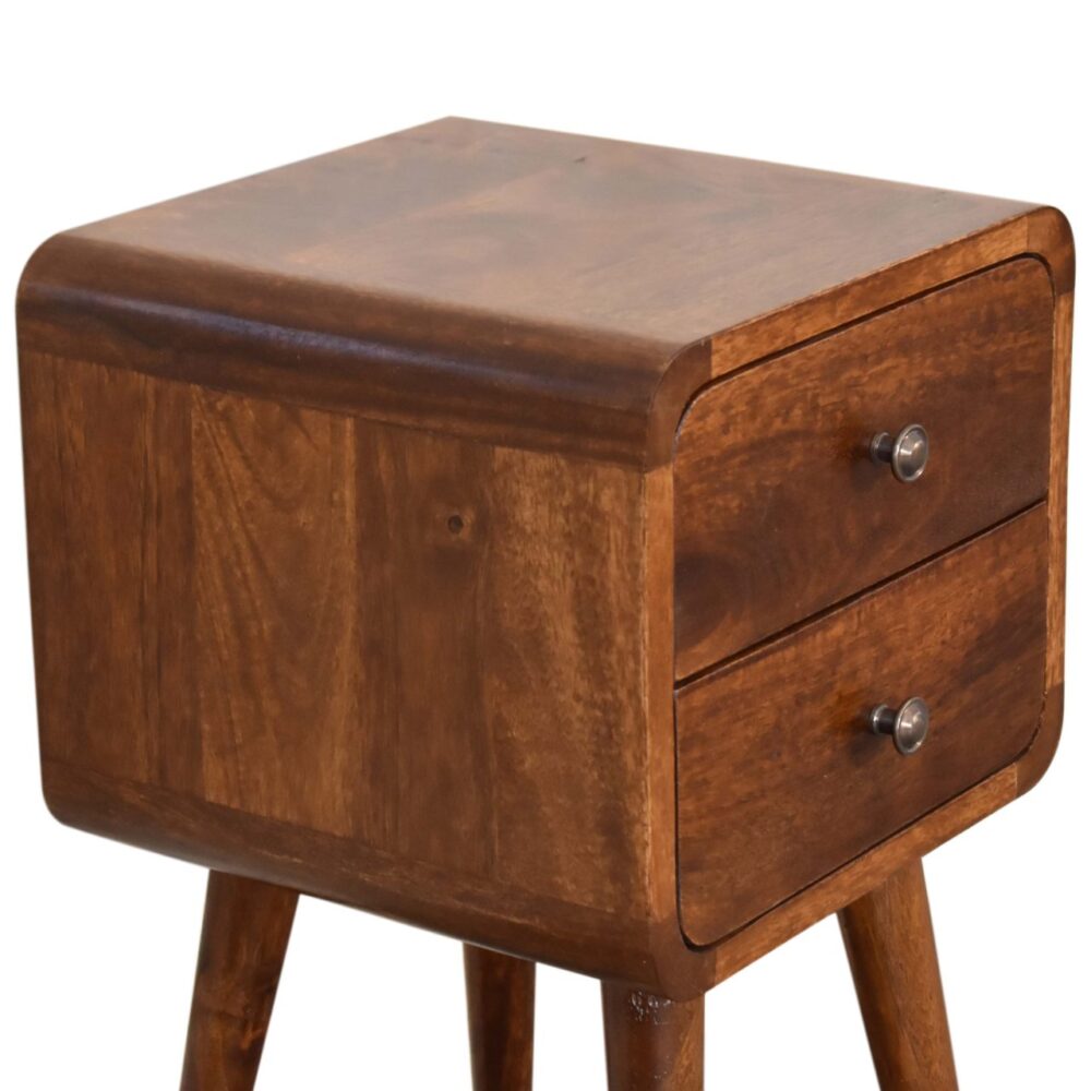 Mini Chestnut Curved Bedside for reselling