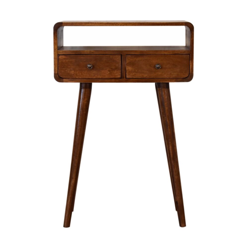 Mini Chestnut Curved Console Table wholesalers