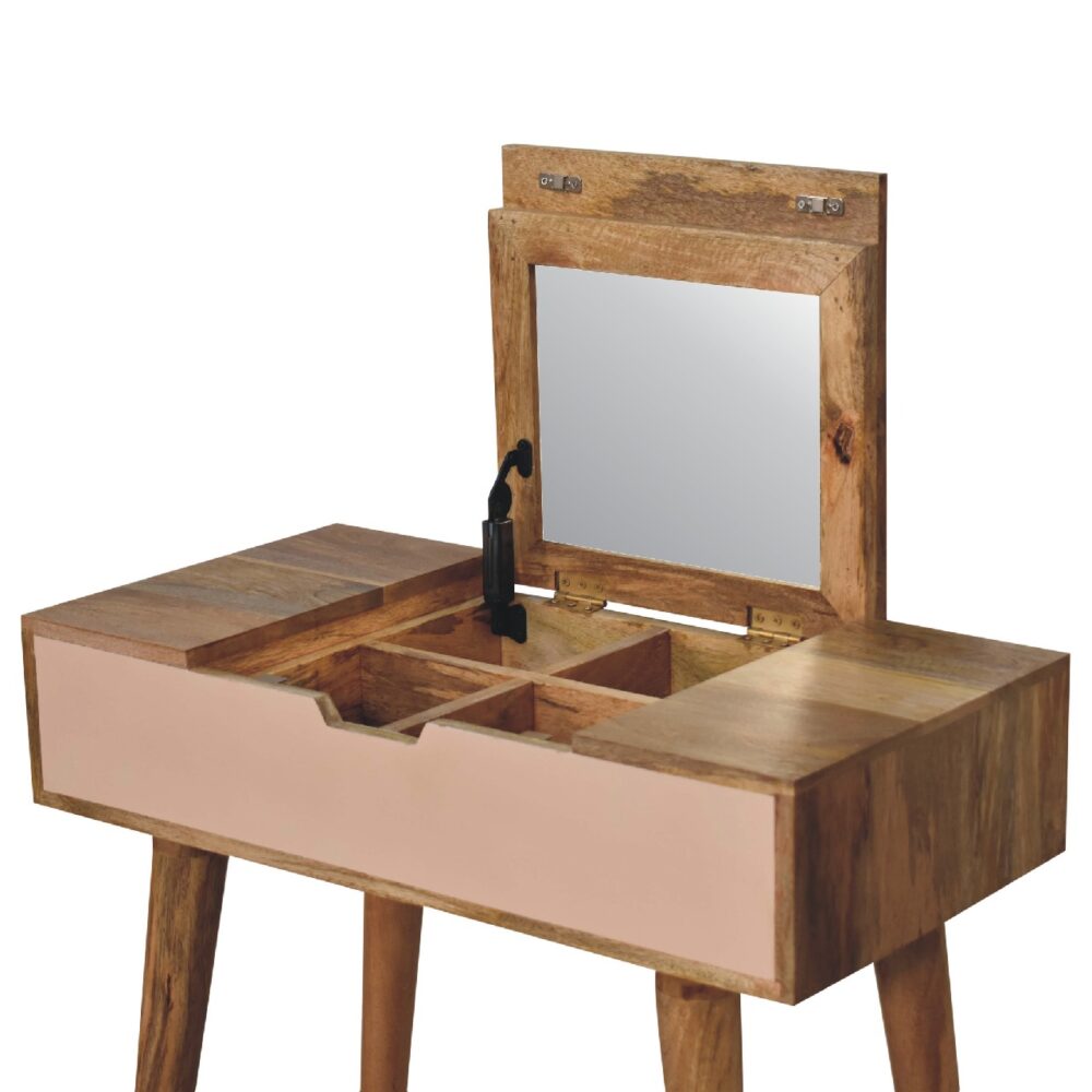 Mini Blush Pink Dressing Table with Foldable Mirror for reselling
