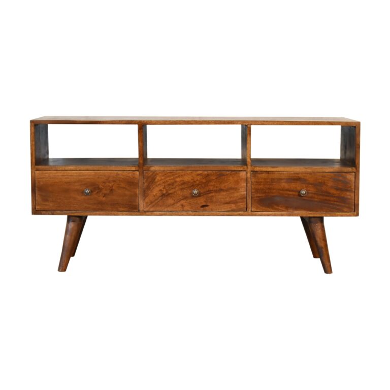 Chestnut Nordic Style TV Unit with 3 Drawers for resale