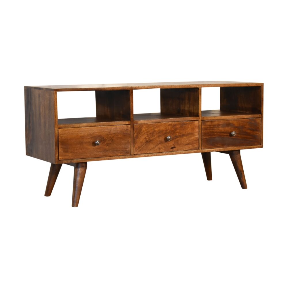 Chestnut Nordic Style TV Unit with 3 Drawers dropshipping