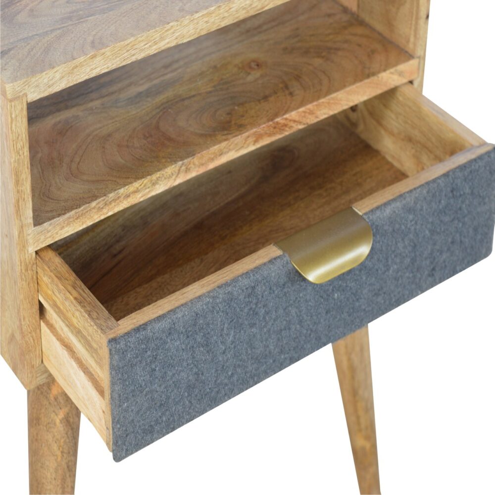 Grey Tweed Bedside with Open Slot for reselling
