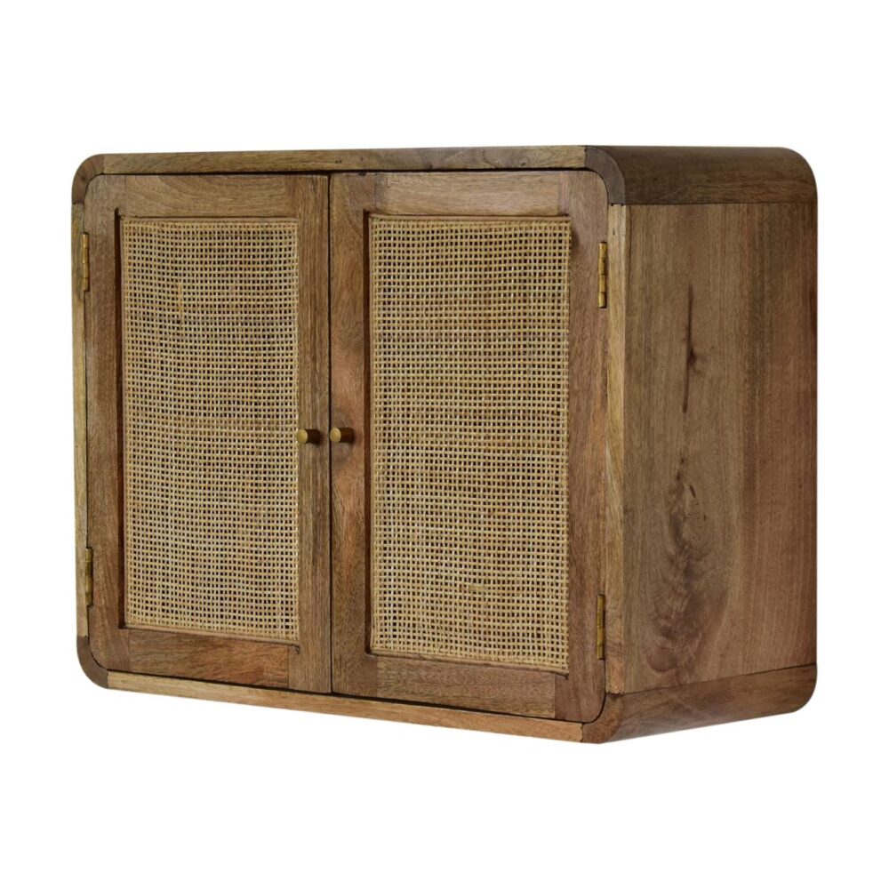 Grey Washed Wall Mounted Woven Cabinet dropshipping