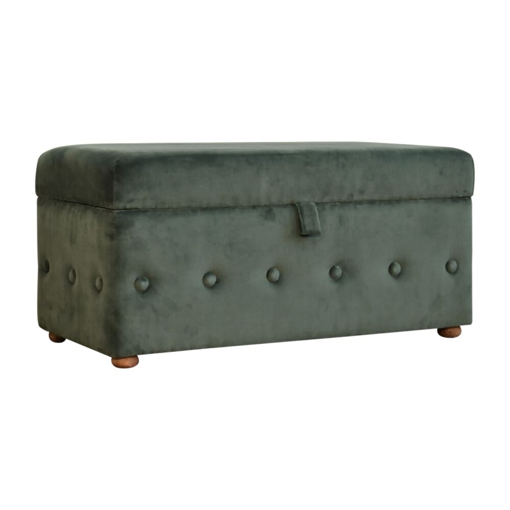 Emerald Green Lid-up Cotton Velvet Ottoman dropshipping