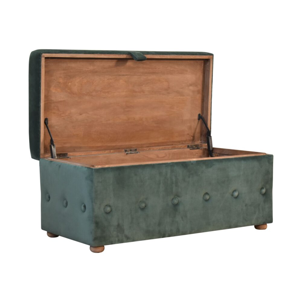 Emerald Green Lid-up Cotton Velvet Ottoman for reselling