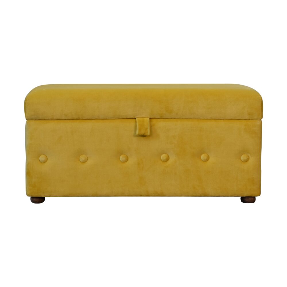 Mustard Lid-up Cotton Velvet Ottoman for resale