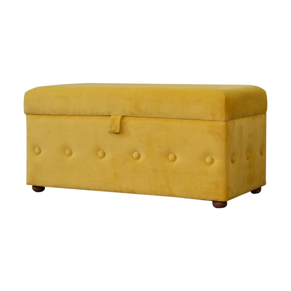 wholesale Mustard Lid-up Cotton Velvet Ottoman for resale