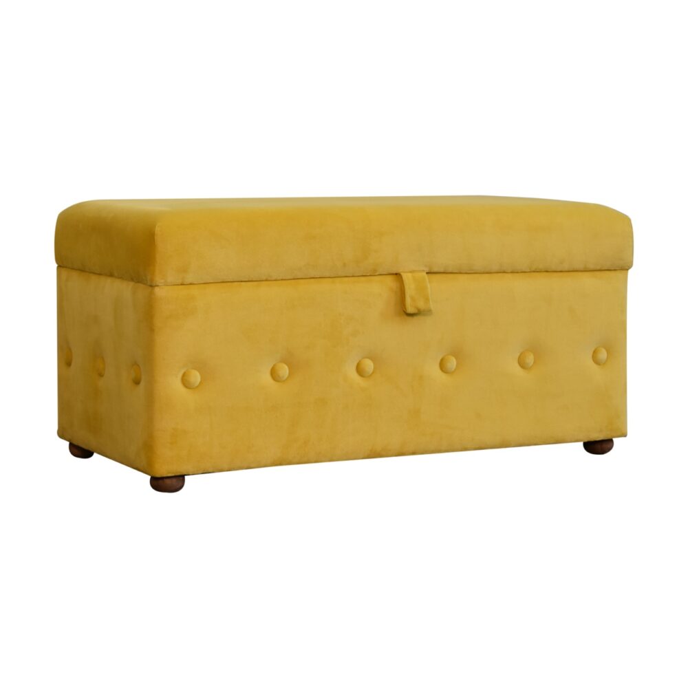 Mustard Lid-up Cotton Velvet Ottoman dropshipping