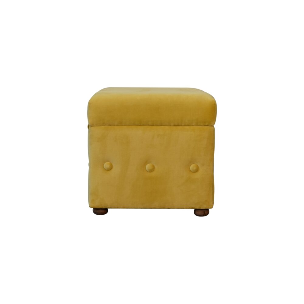 bulk Mustard Lid-up Cotton Velvet Ottoman for resale