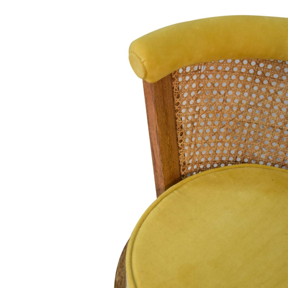 wholesale Mustard Cotton Velvet Nordic Rattan Chair for resale