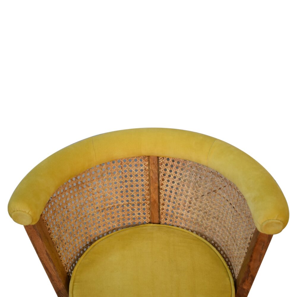 Mustard Cotton Velvet Nordic Rattan Chair for resell