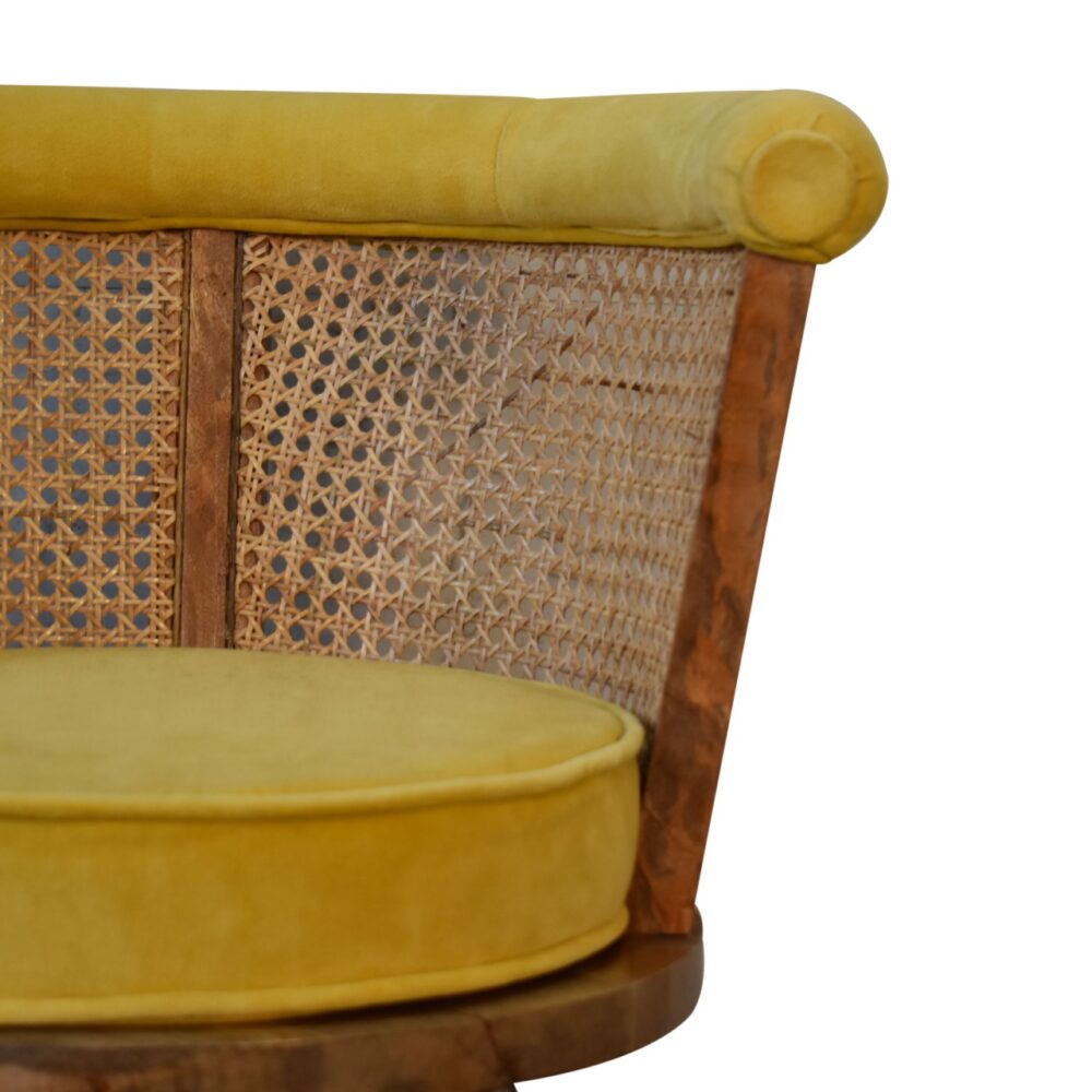 Mustard Cotton Velvet Nordic Rattan Chair for reselling