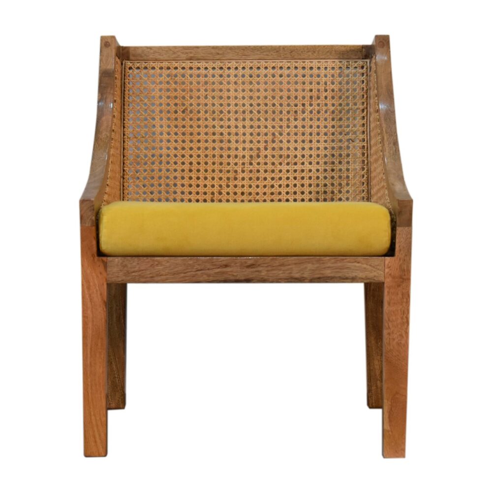 Mustard Cotton Velvet Rattan Chair wholesalers