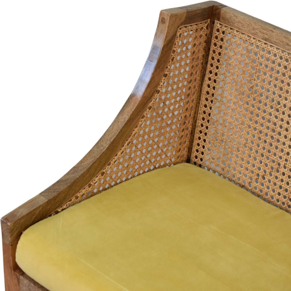 wholesale Mustard Cotton Velvet Rattan Chair for resale