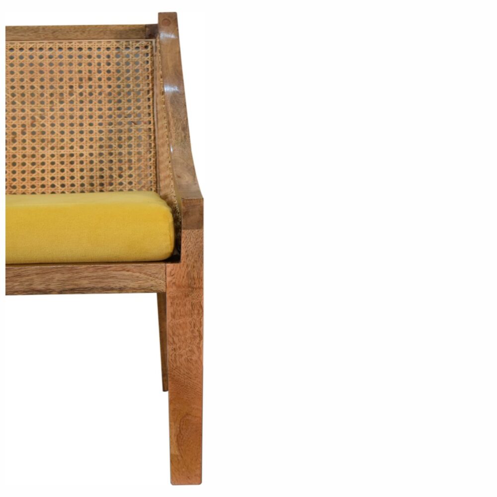 Mustard Cotton Velvet Rattan Chair for resell
