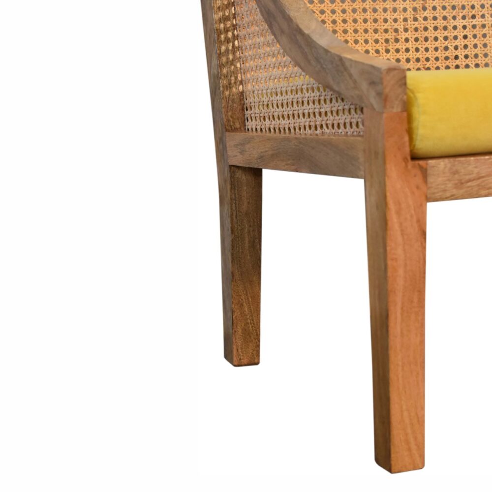 Mustard Cotton Velvet Rattan Chair for wholesale