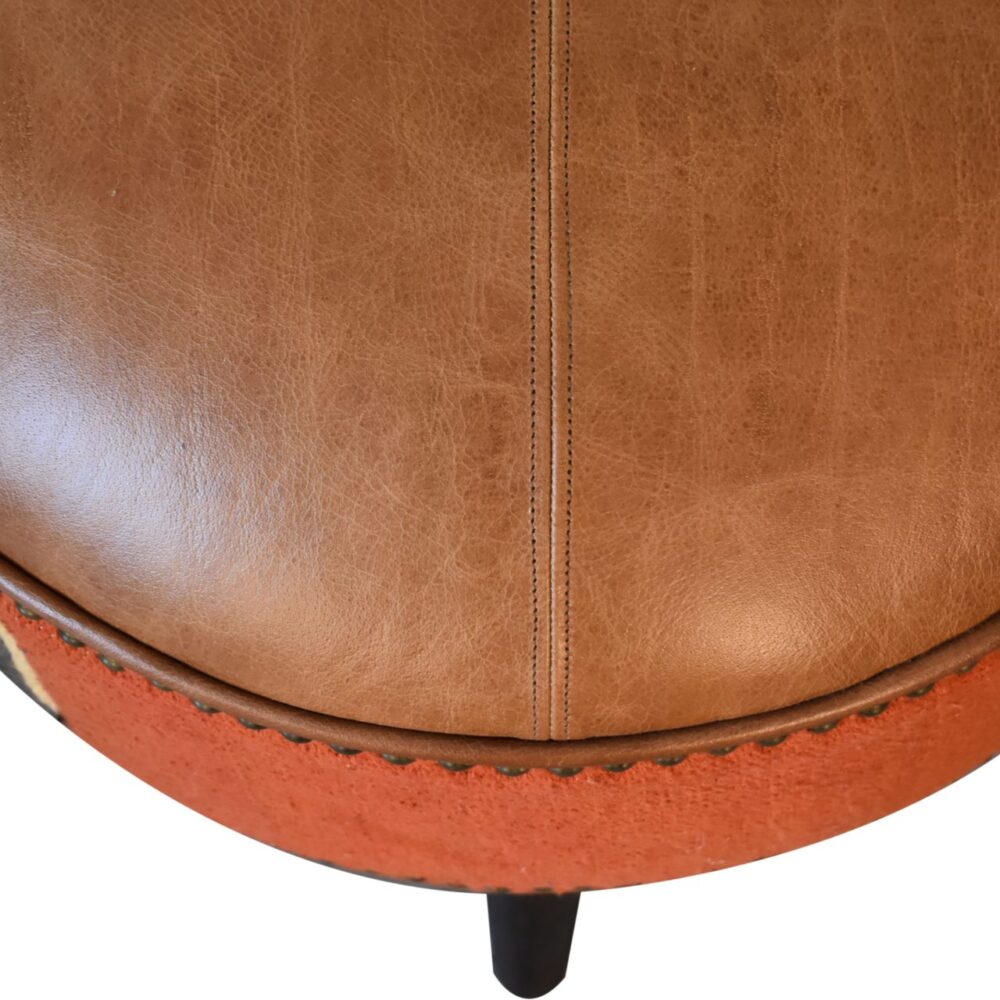 wholesale Durrie & Leather Mixed Footstool for resale