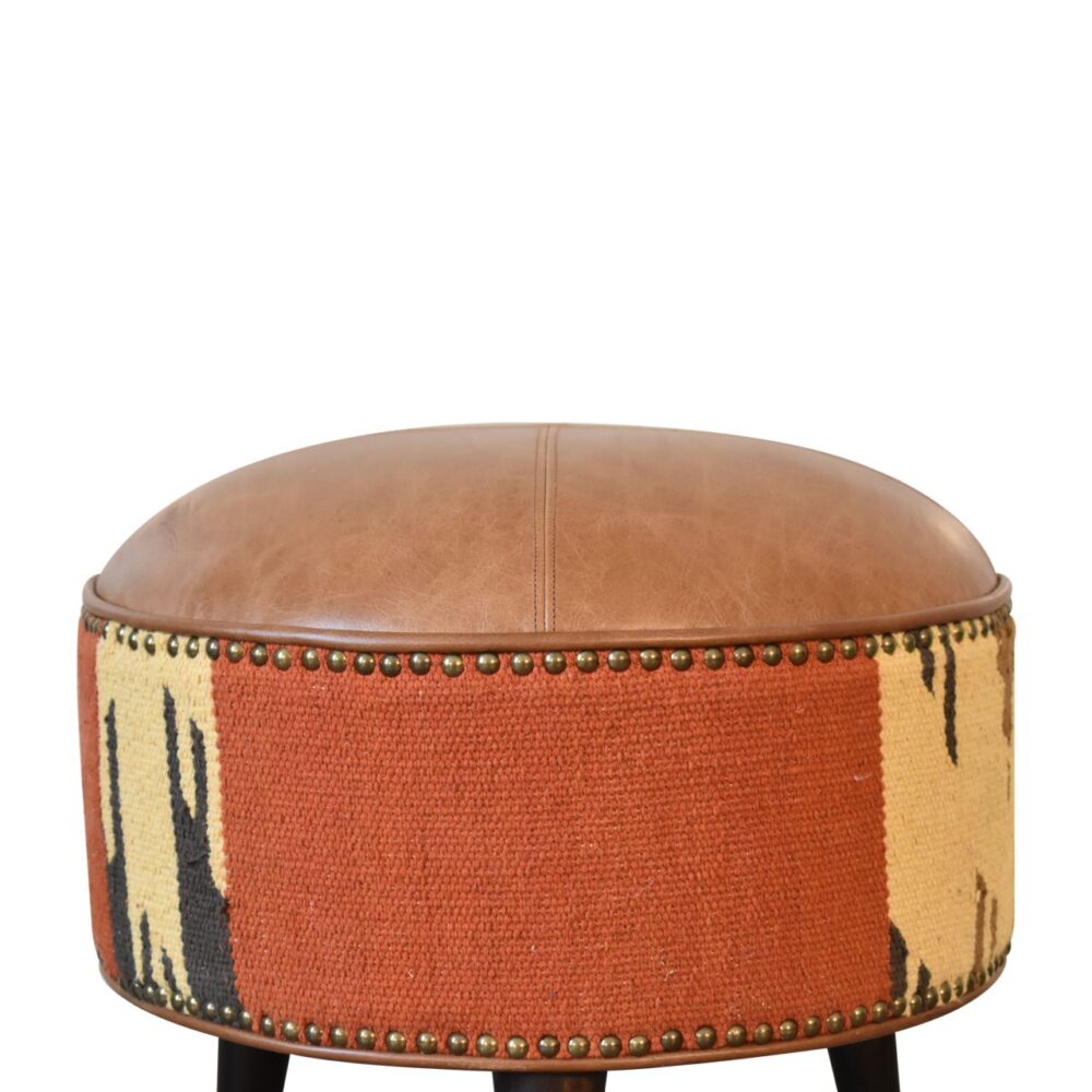 wholesale Durrie & Leather Mixed Footstool for resale
