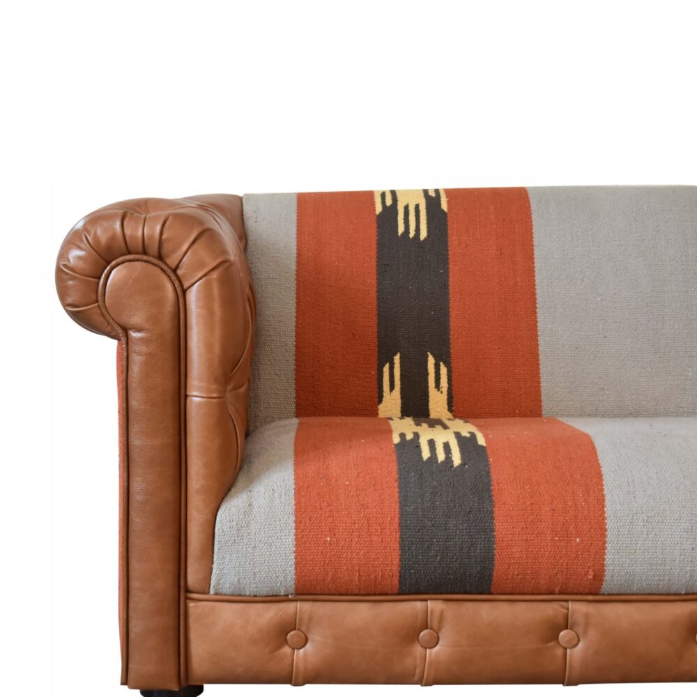 Durrie & Leather Mixed Sofa for resell