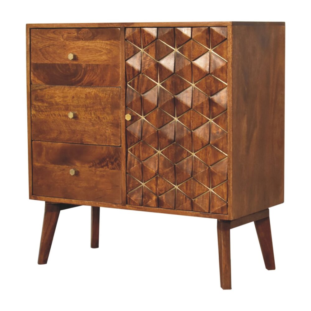 wholesale Chestnut Cubed Brass Inlay Cabinet for resale