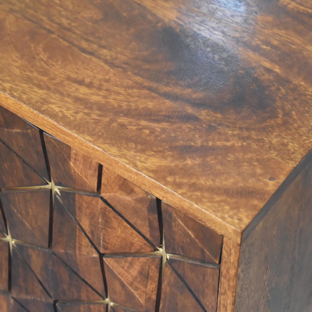 Chestnut Cubed Brass Inlay Cabinet for resell