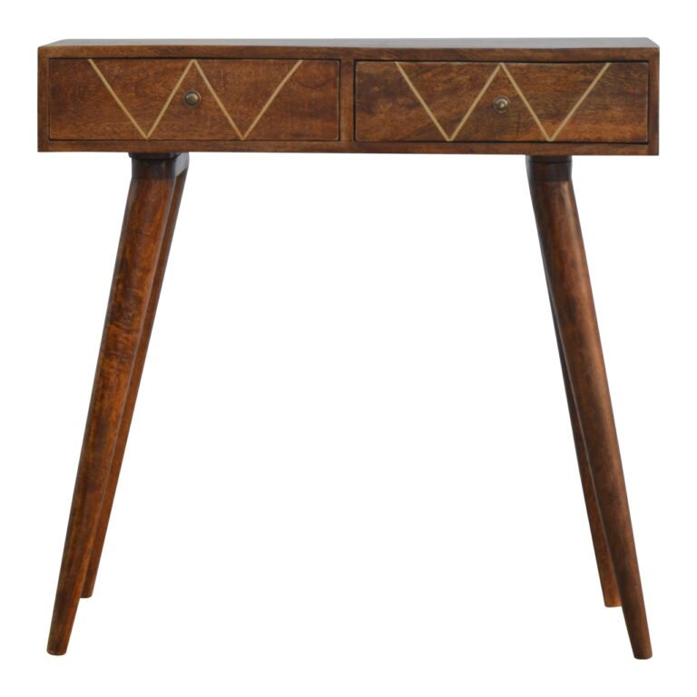 Geometric Brass Inlay Console Table for resale