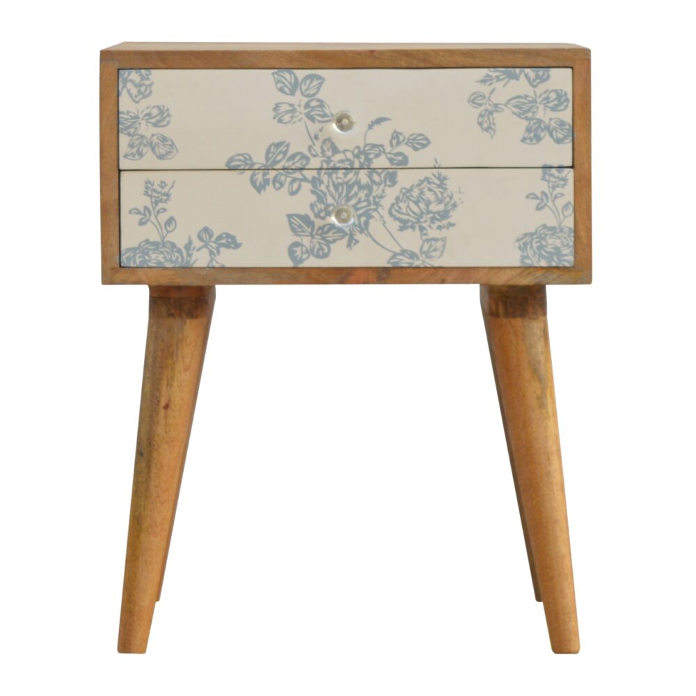 Blue Floral Screen Printed Bedside wholesalers