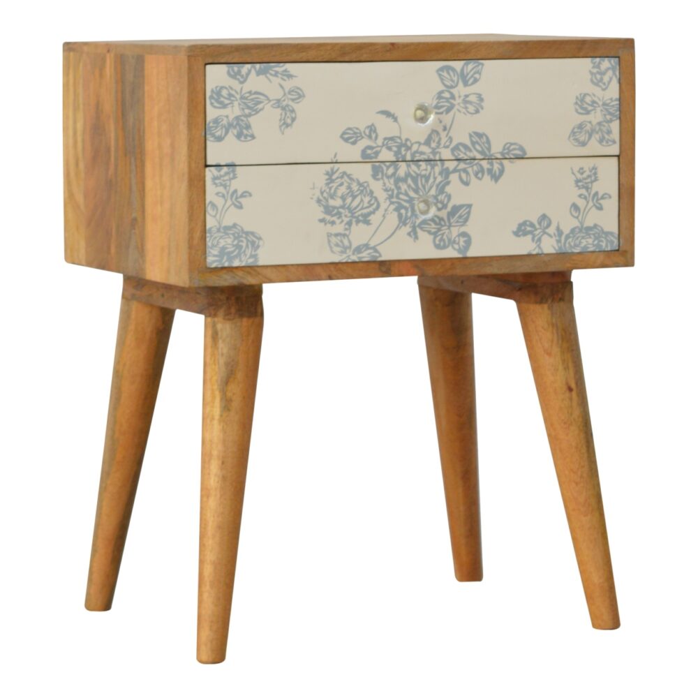 Blue Floral Screen Printed Bedside dropshipping