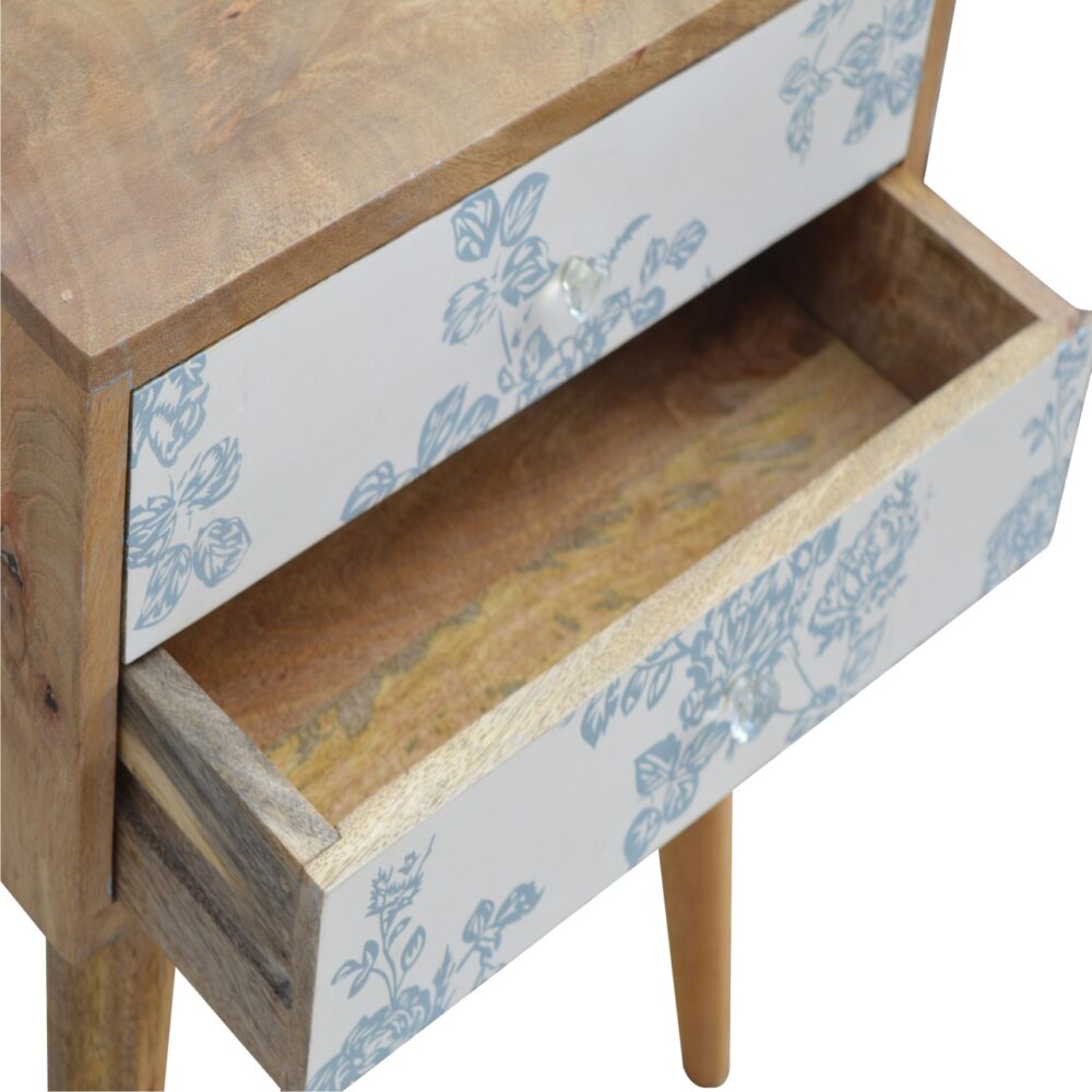 Blue Floral Screen Printed Bedside for resell