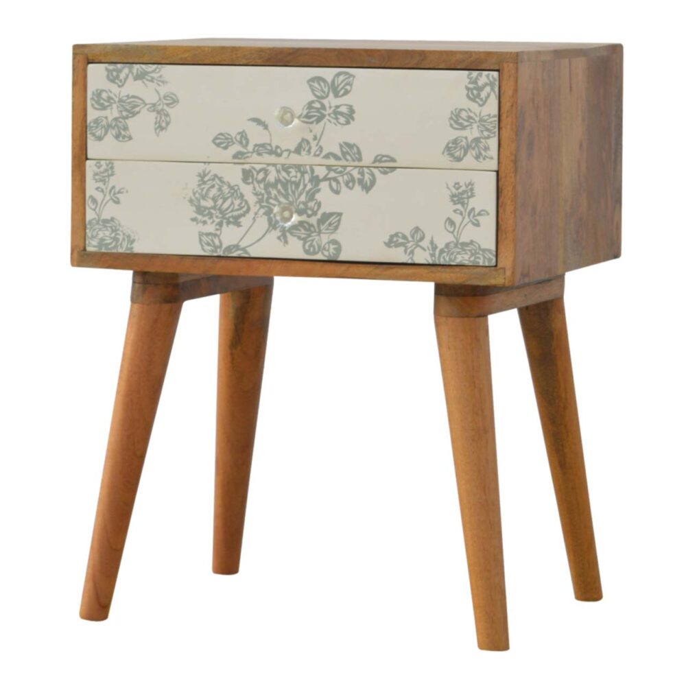Green Floral Screen Printed Bedside dropshipping
