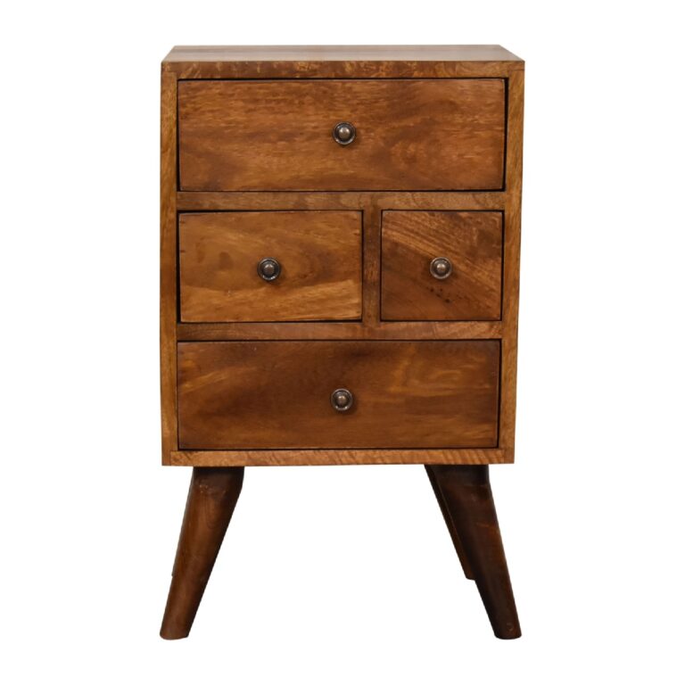 Chestnut Nordic Style 4 Drawer Multi Bedside for resale