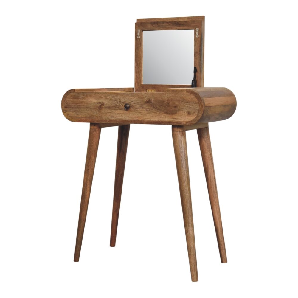 wholesale Mini Oak-ish Dressing Table with Foldable Mirror for resale