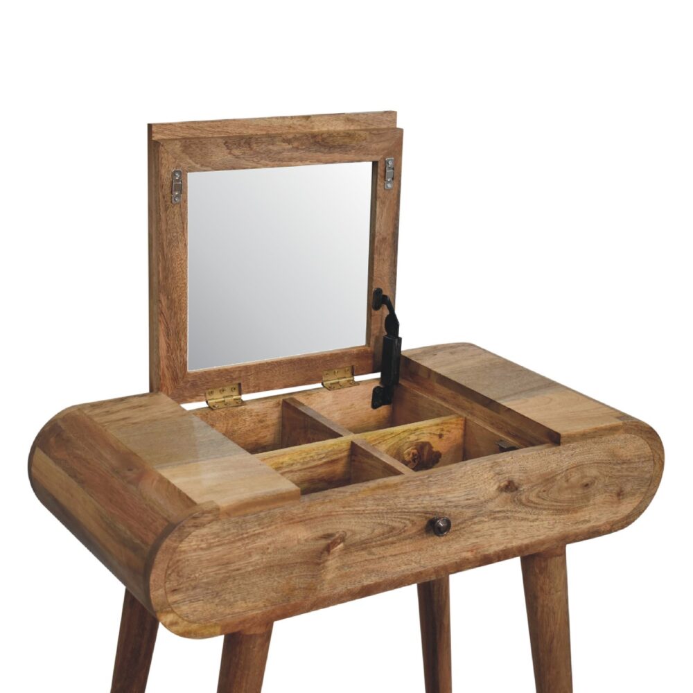 Mini Oak-ish Dressing Table with Foldable Mirror for resell