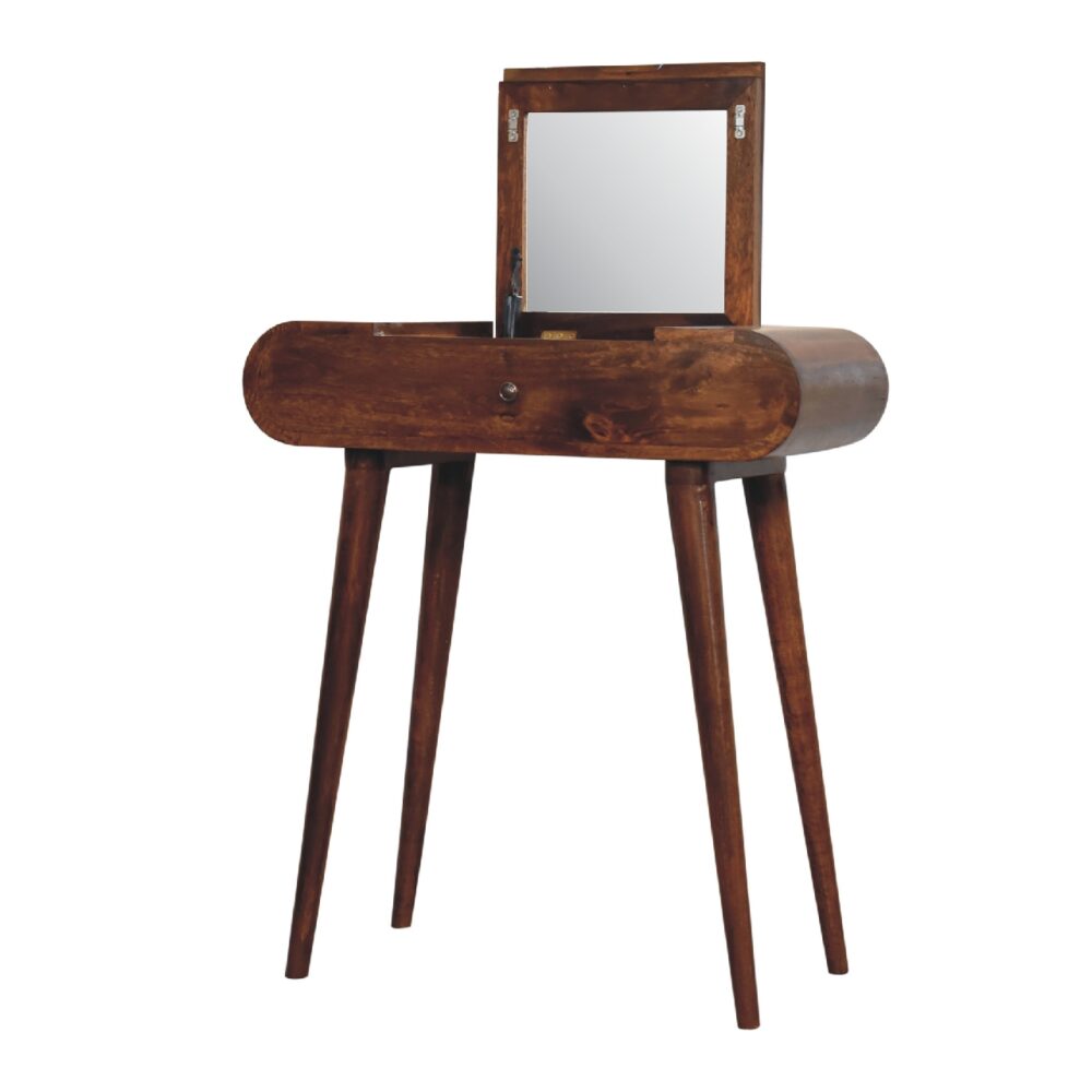 Mini Chestnut Dressing Table with Foldable Mirror for resell