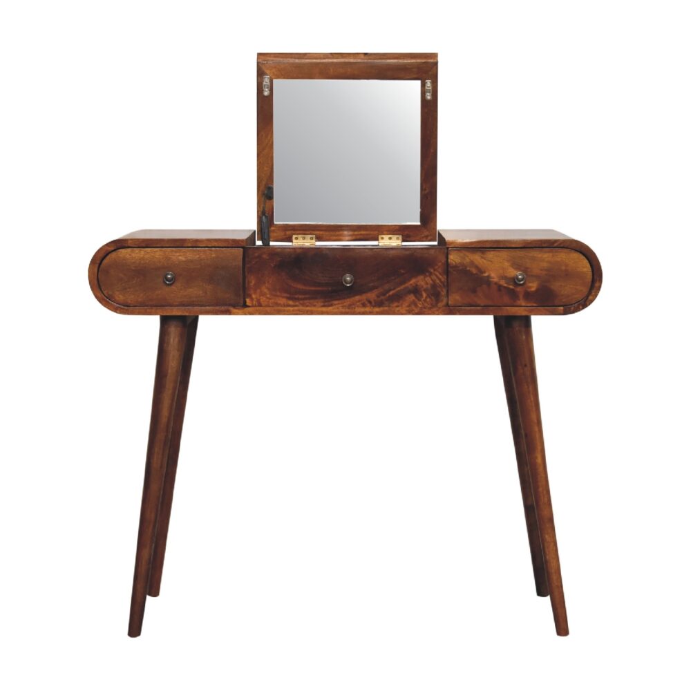 Chestnut Dressing Table with Foldable Mirror dropshipping