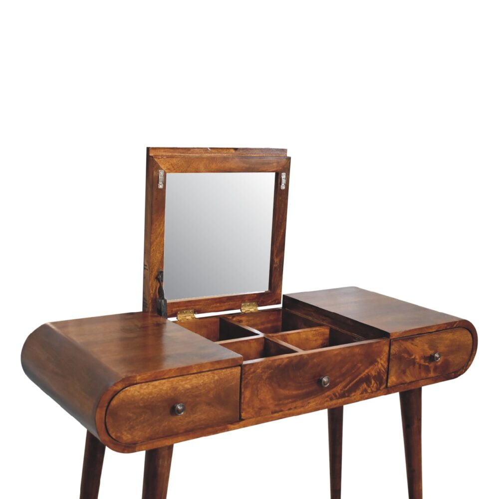 Chestnut Dressing Table with Foldable Mirror for reselling