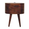 Chestnut Rounded Bedside Table with Reading Light for resale