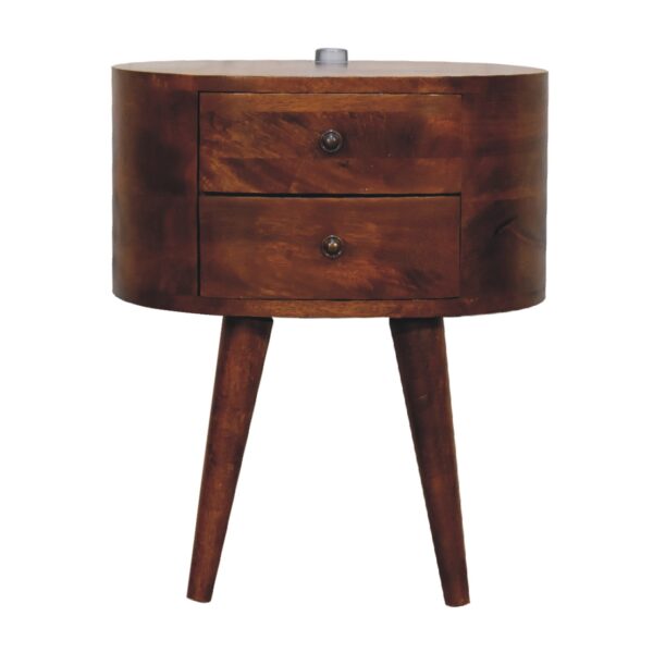 Chestnut Rounded Bedside Table with Reading Light for resale