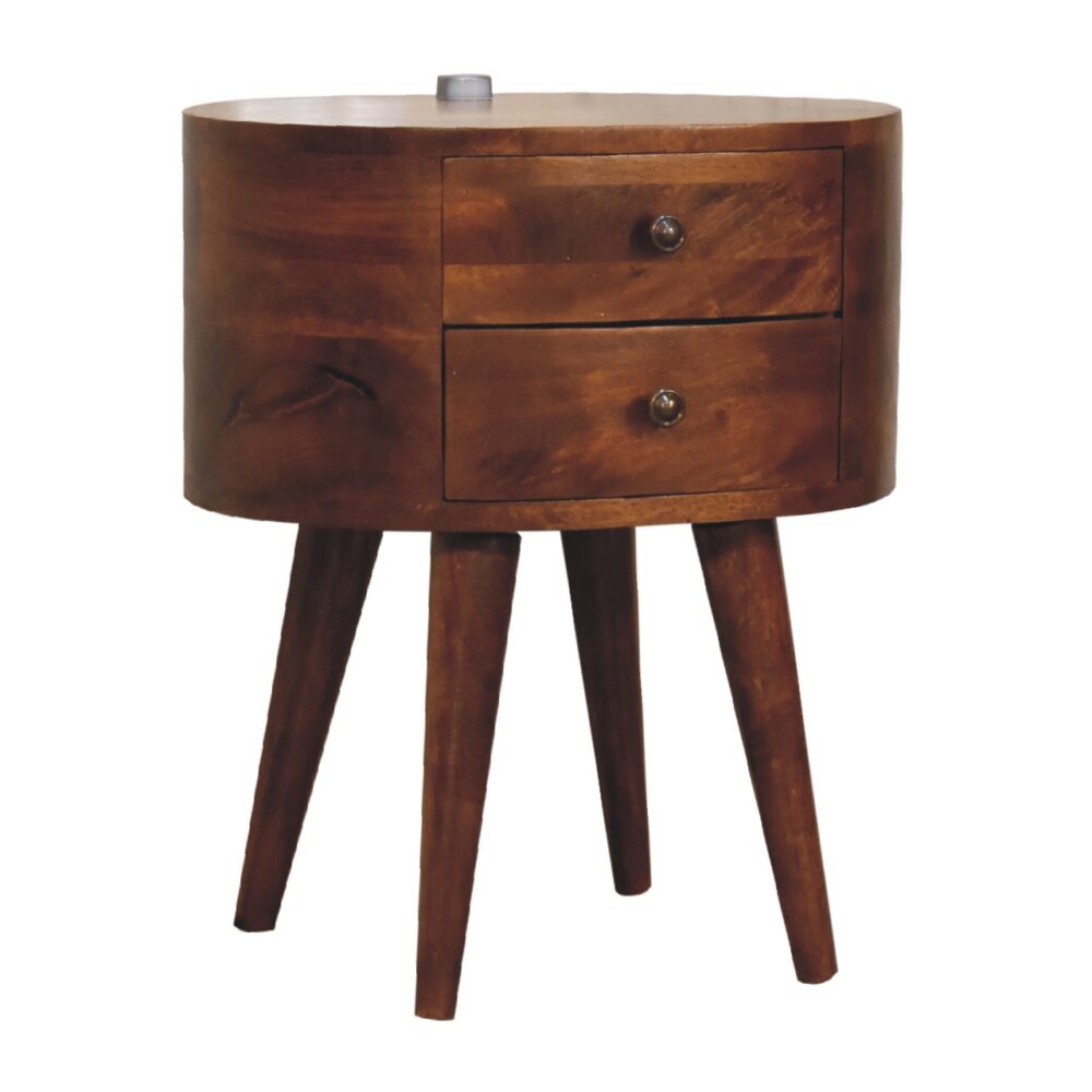 Chestnut Rounded Bedside Table with Reading Light dropshipping