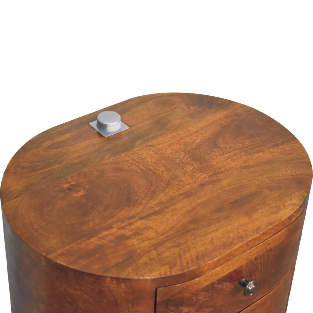 Chestnut Rounded Bedside Table with Reading Light for resell