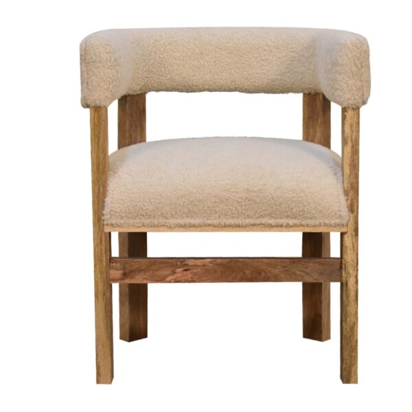 Boucle Cream Solid Wood Chair for resale