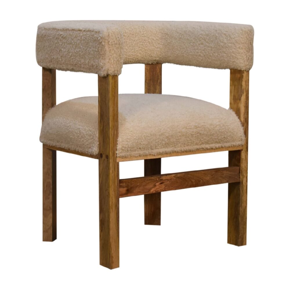 Boucle Cream Solid Wood Chair dropshipping