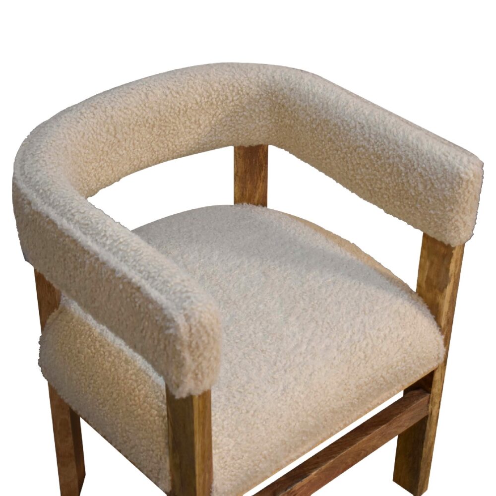 Boucle Cream Solid Wood Chair for resell