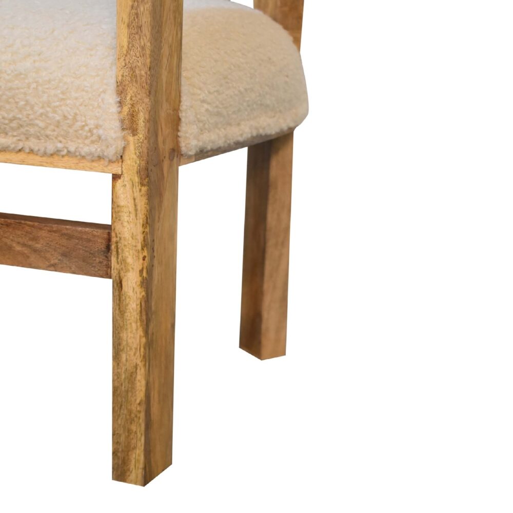 Boucle Cream Solid Wood Chair for wholesale