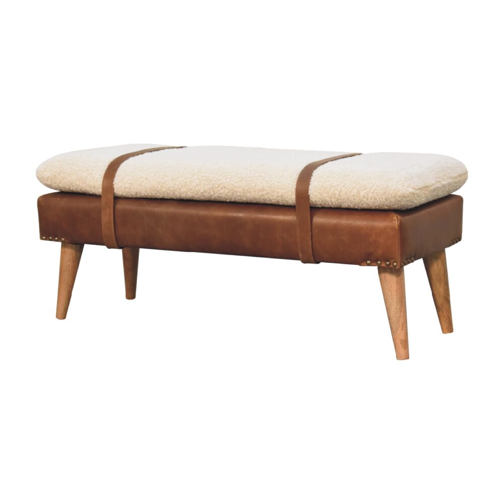 wholesale Boucle Buffalo Hide Leather Bench for resale