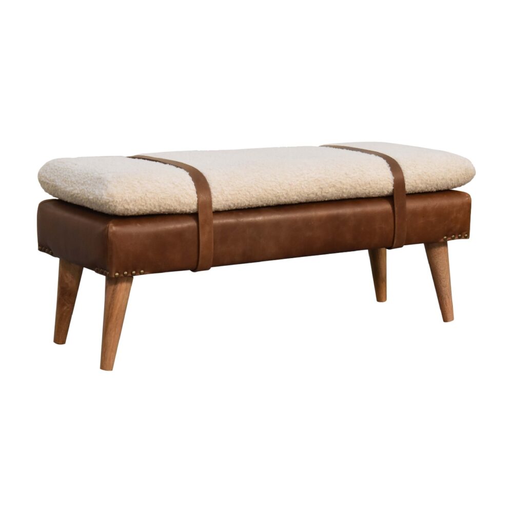 Boucle Buffalo Hide Leather Bench dropshipping