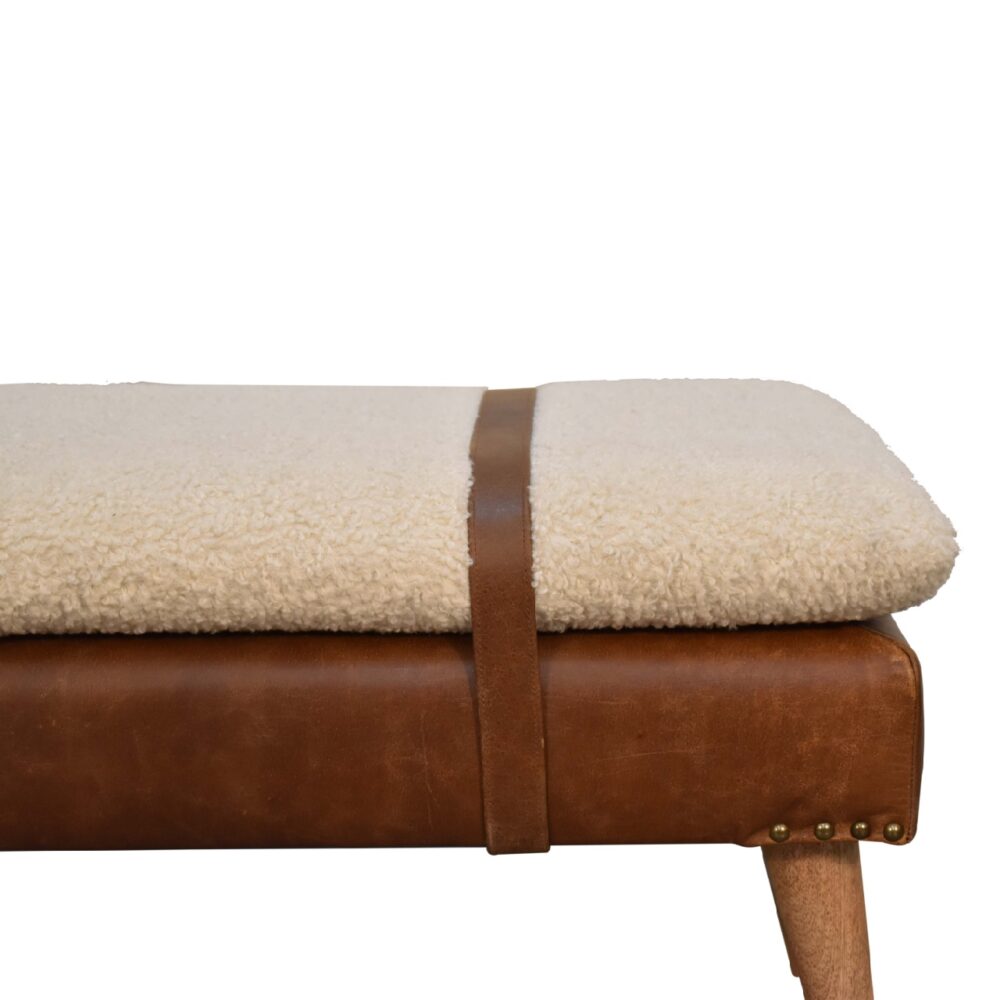 Boucle Buffalo Hide Leather Bench for resell