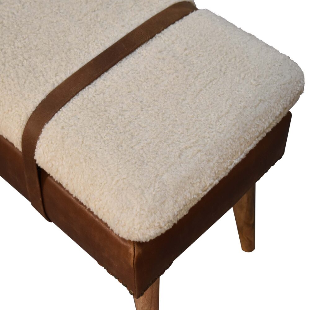 Boucle Buffalo Hide Leather Bench for wholesale